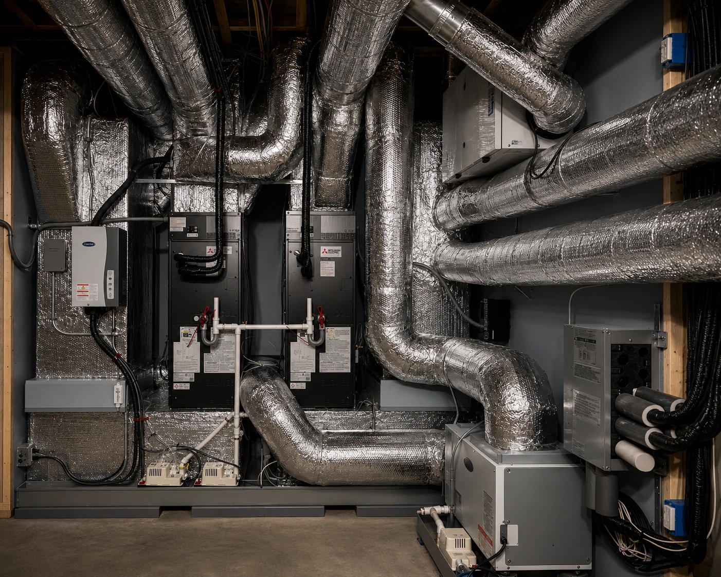 A Mass Mechanical installation with two ducted systems and insulated custom ductwork