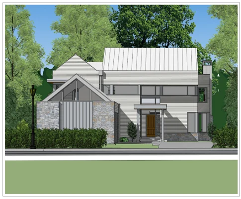 Architectural rendering of a modern home in Wellesley, MA